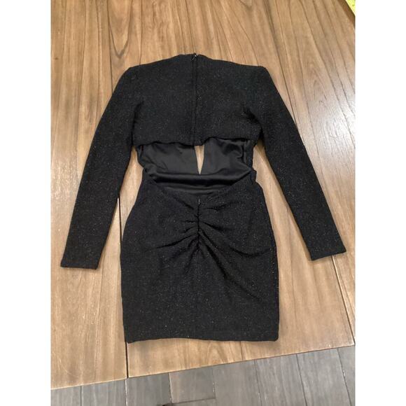 Sherri Hill Plunging mesh Neckline Bodycon Mini Evening Dress Shimmer Black 2 - Picture 10 of 10